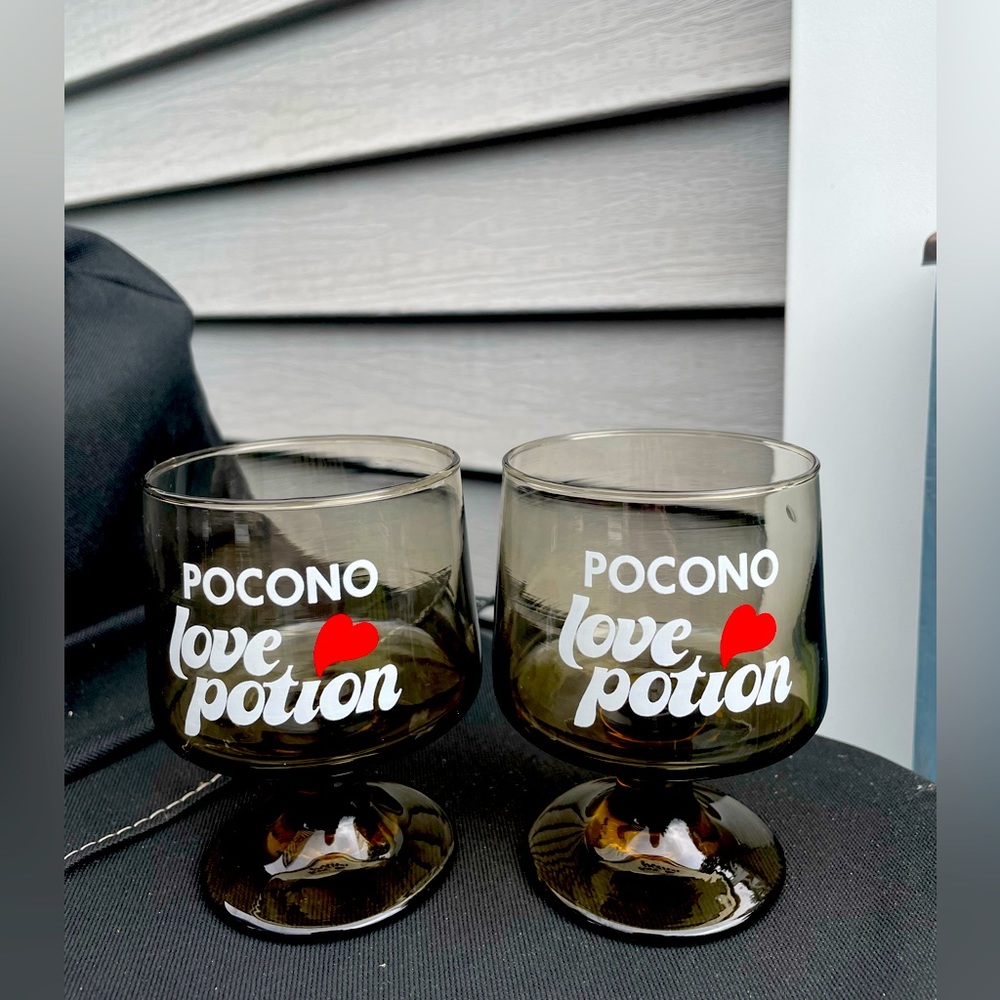 Vintage Pocono Glass Set, Retro Drinkware, Bar Glasses